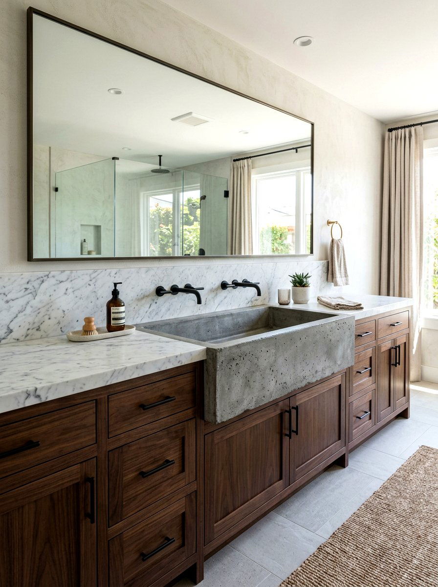 Large Concrete Apron Front Sink - 30 concrete sink bathroom ideas