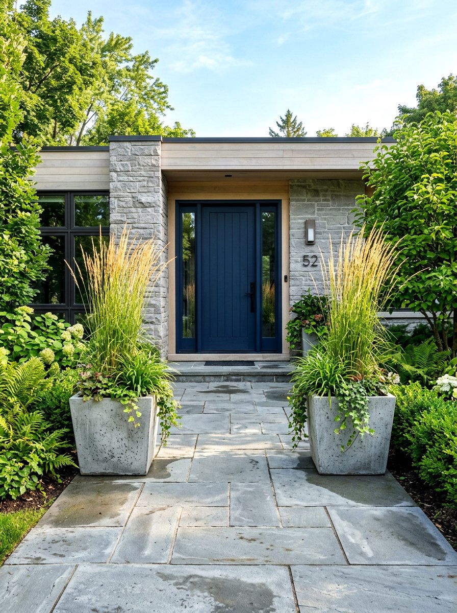 Large Concrete Front Door Planters - 30 oversized planter curb appeal ideas