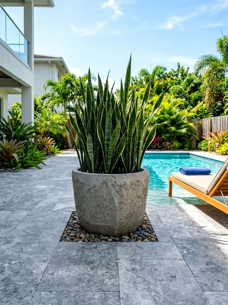 Large Concrete Planter - 30 poolside planters ideas