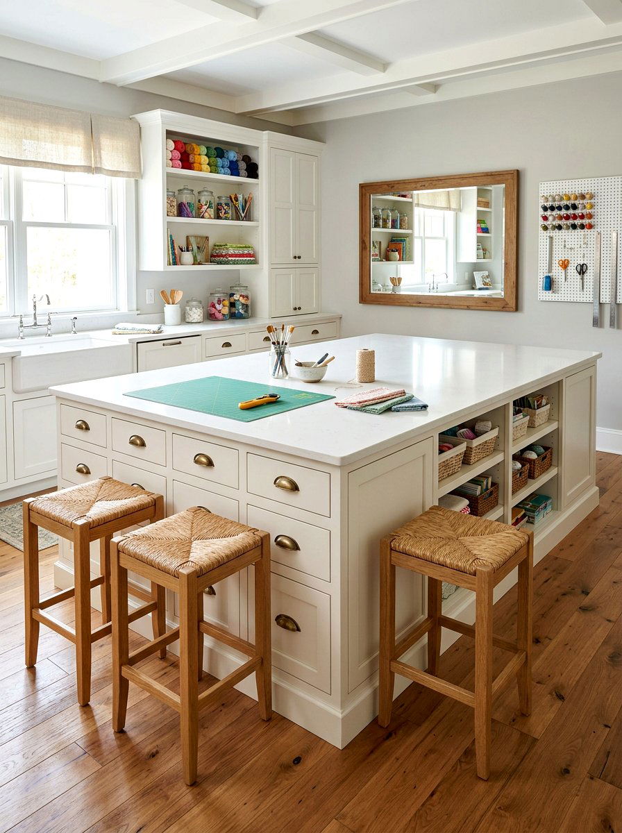 Large Craft Island - 30 scrapbook room ideas