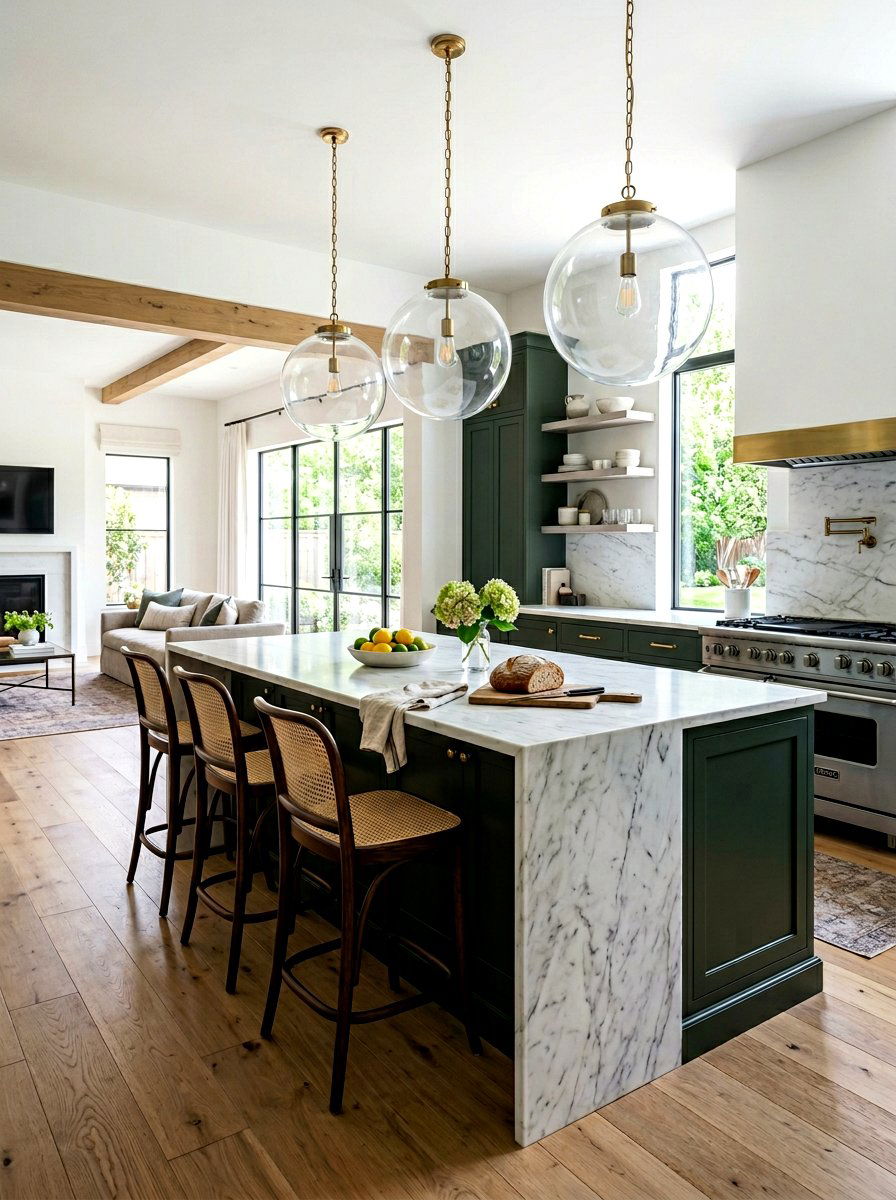 Large Dark Green Island Pendant Lights - 30 dark green kitchen island ideas