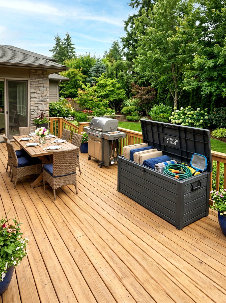 Large Deck Storage Box - 30 outdoor storage bench ideas
