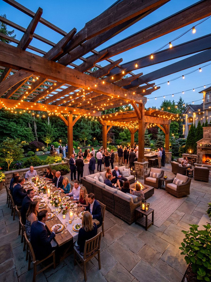 Large Entertaining Pergola - 30 attached pergola ideas
