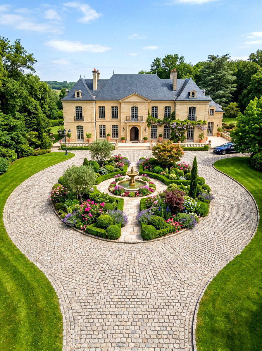 Large Estate Circular Driveway - 30 circular driveway ideas