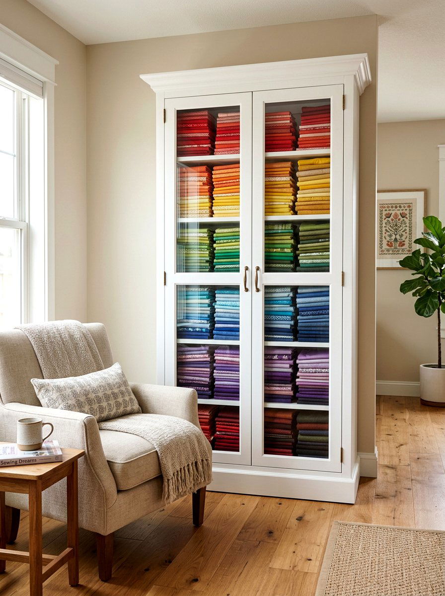 Large Fabric Storage Cabinet - 30 quilting room ideas