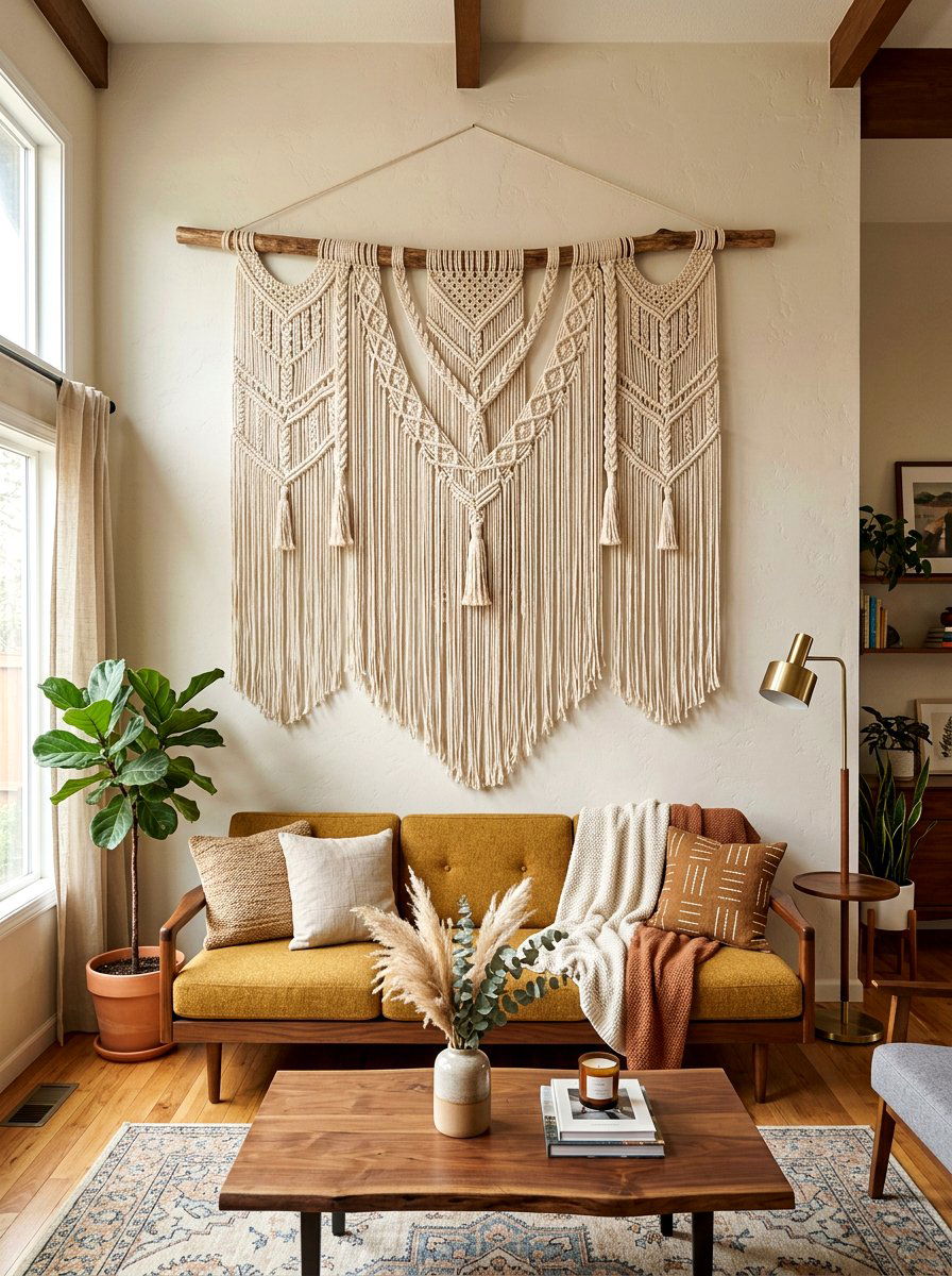Large Fabric Wall Tapestry - 30 renter friendly living room ideas