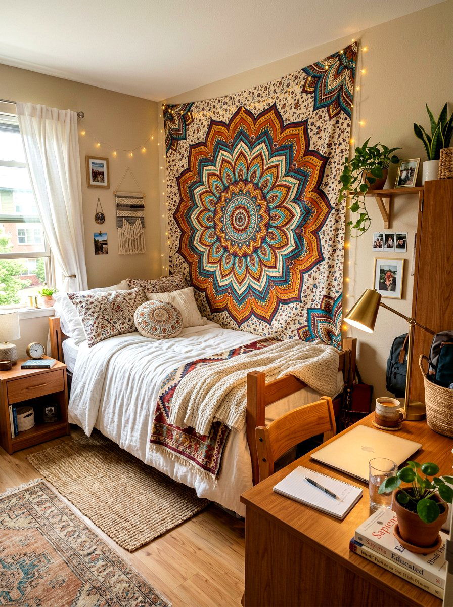 Large Fabric Wall Tapestry - 30 dorm wall decor ideas