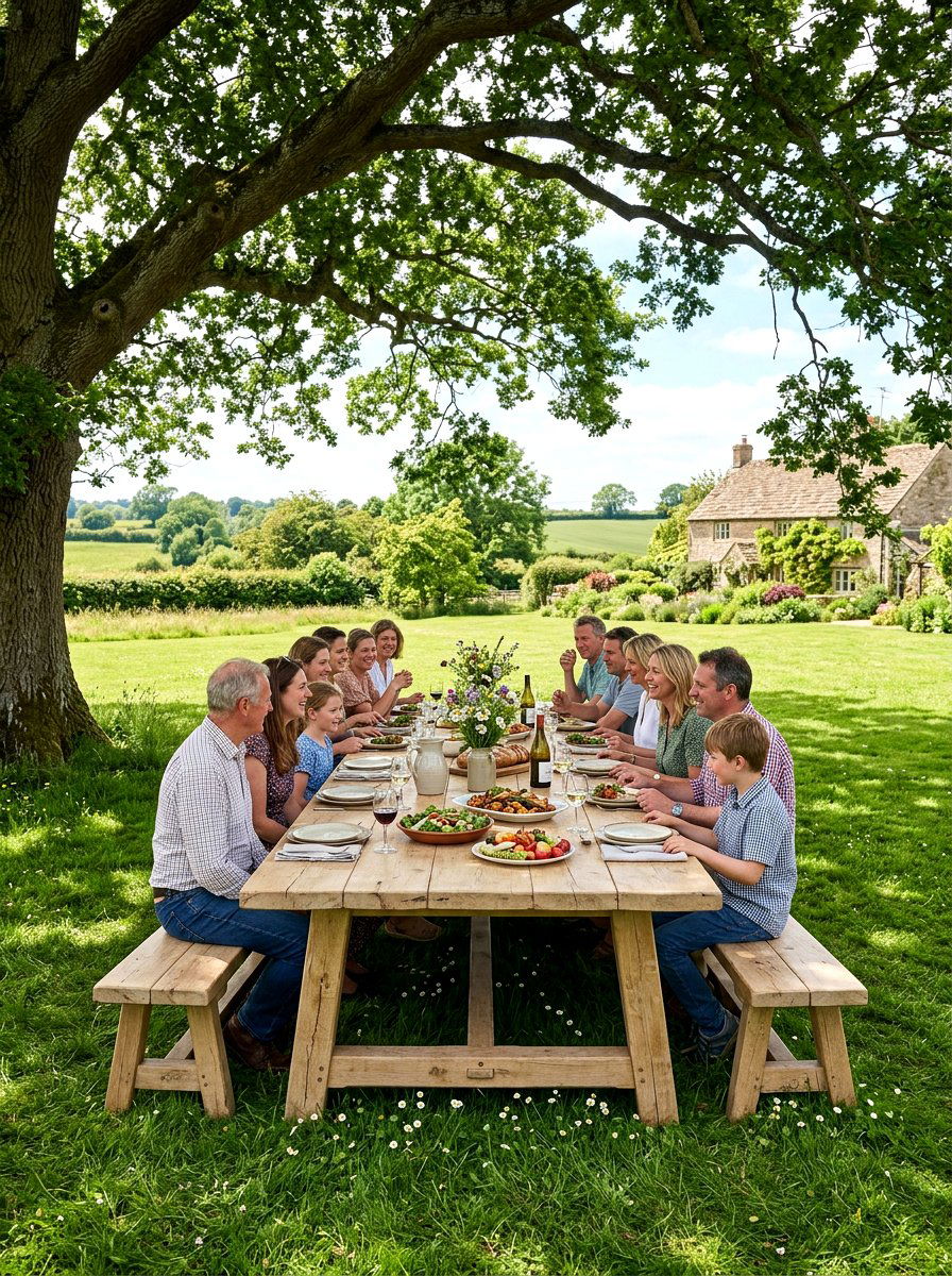 Large Farmhouse Picnic Table - 30 garden dinner table ideas