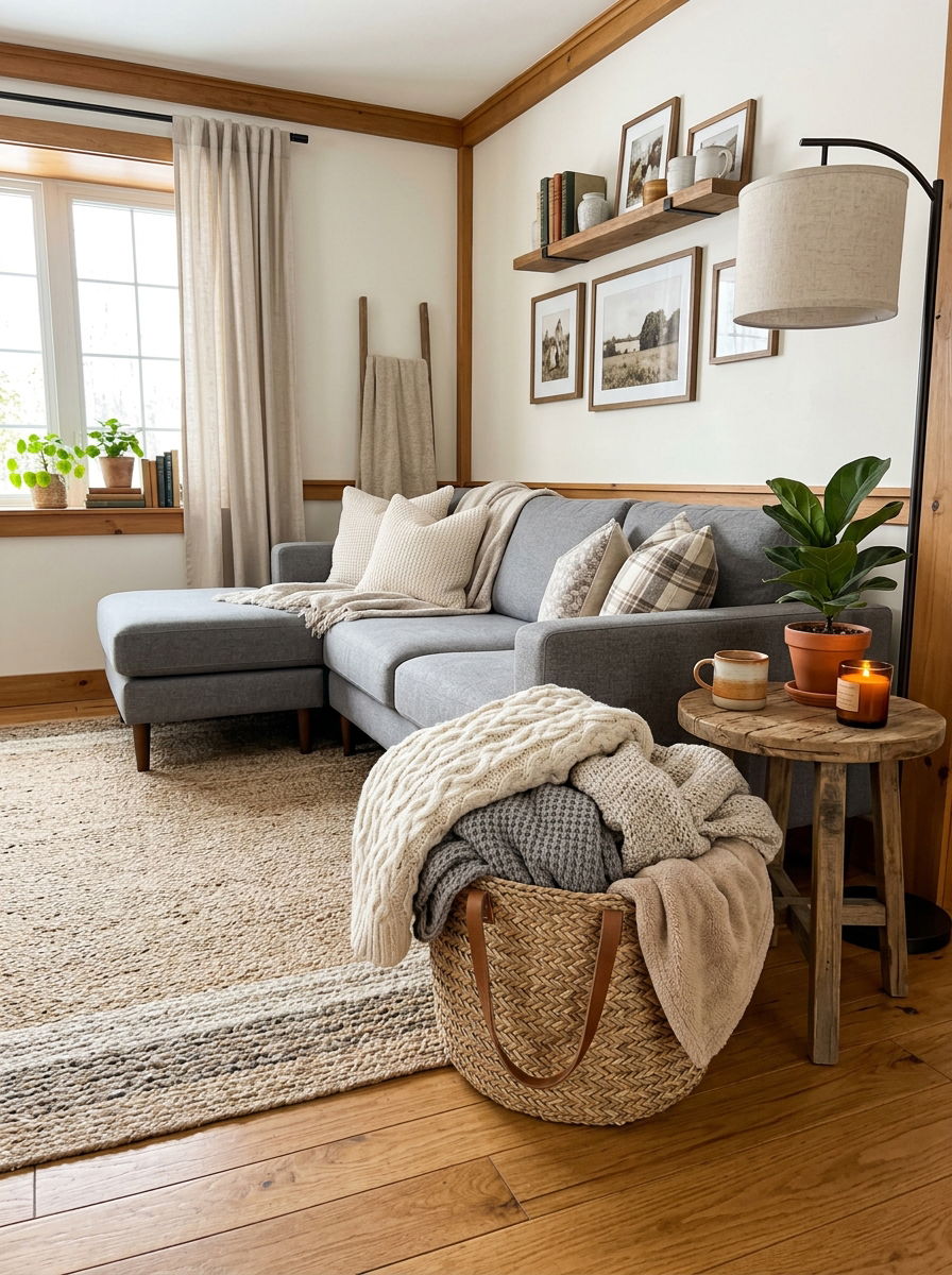 Large Floor Basket For Blankets - 30 woven basket decor ideas