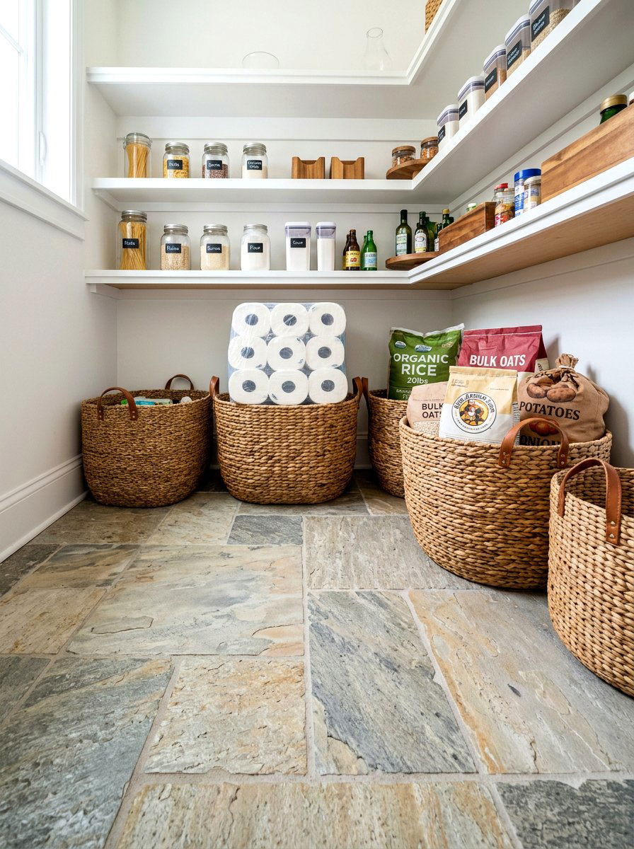 Large Floor Basket - 30 basket pantry organization ideas