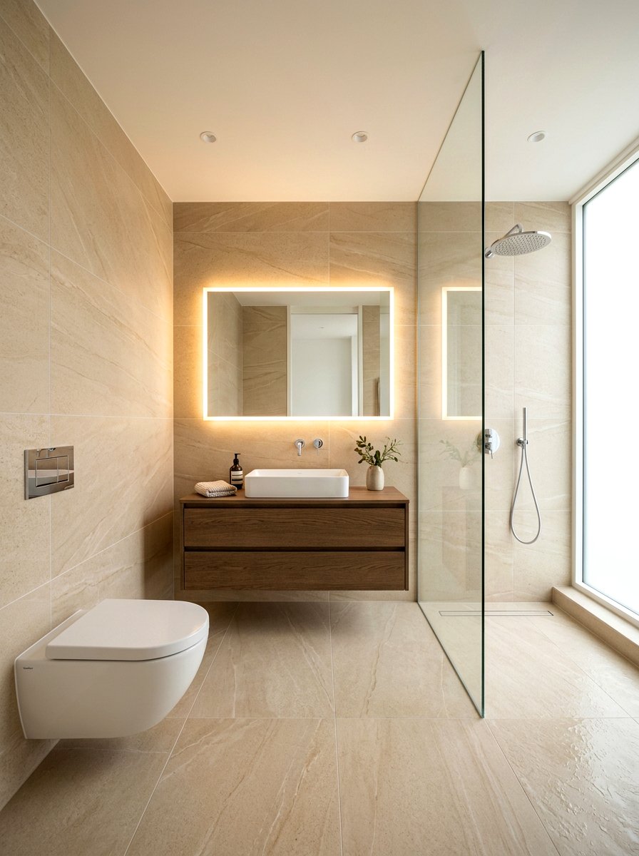 Large Format Porcelain Bathroom - 30 bathroom tile ideas