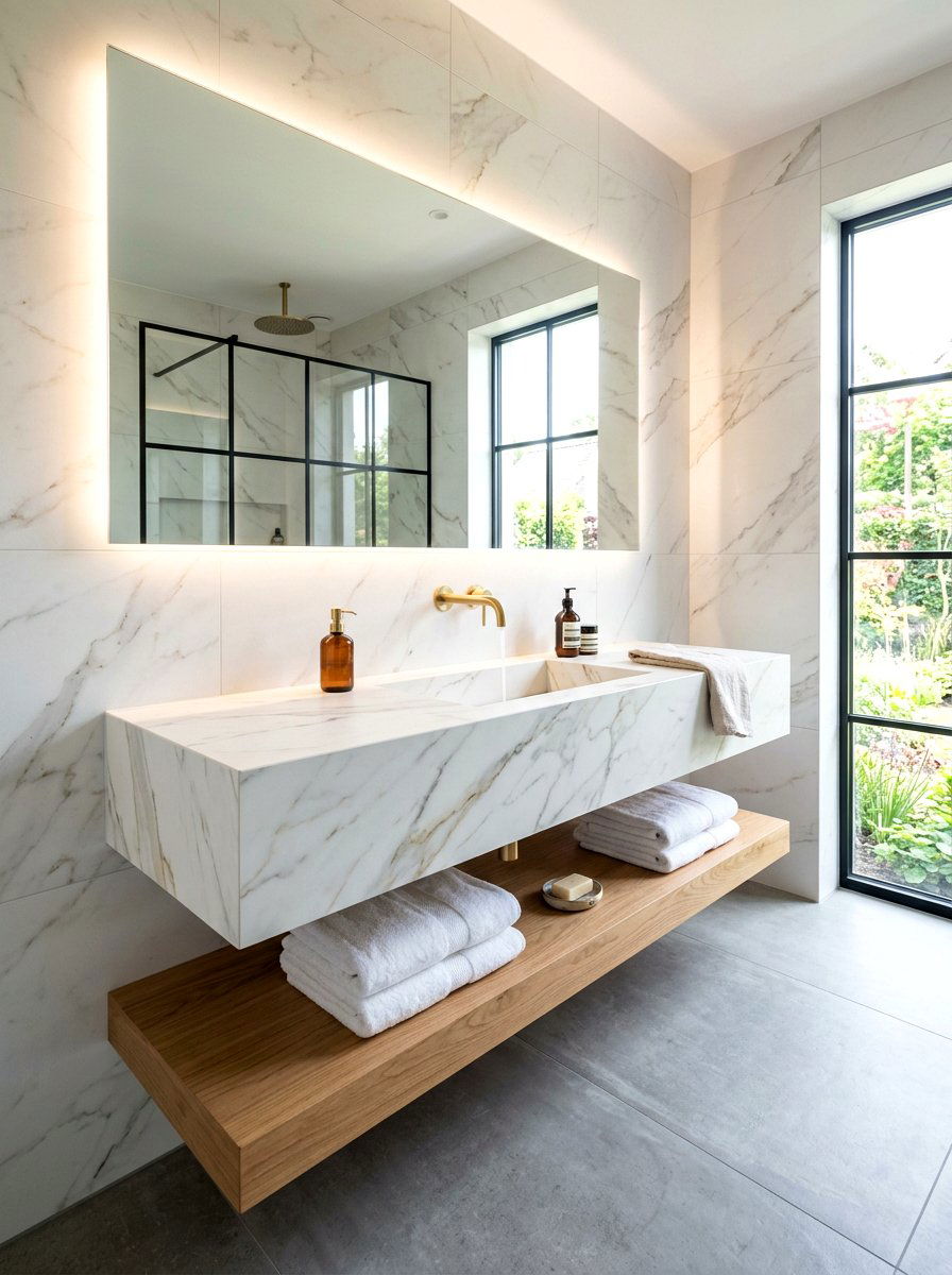 30 Integrated Stone Vanity Ideas For A Sleek, Spa-Like Bathroom