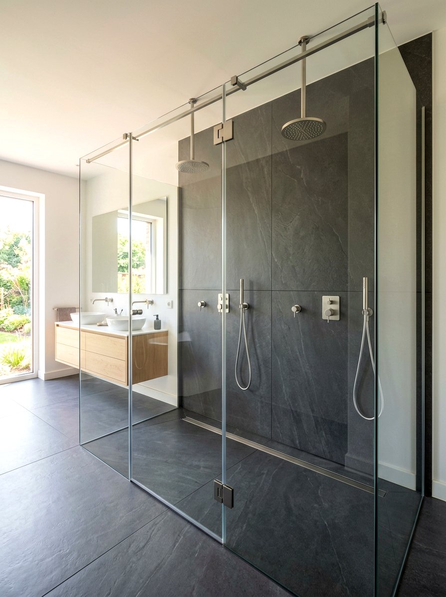 Large Format Porcelain Tile Shower - 30 double shower wall ideas