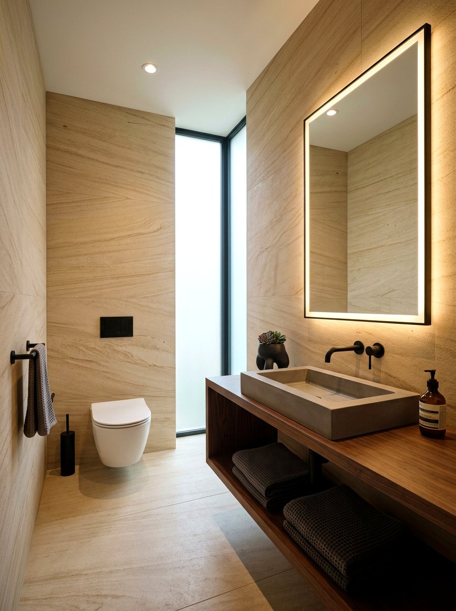 Large Format Sandstone - 30 sandstone powder room ideas