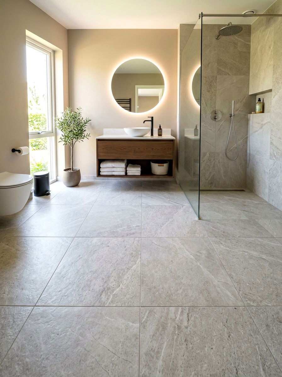 Large Format Tile - 30 tiny house bathroom ideas