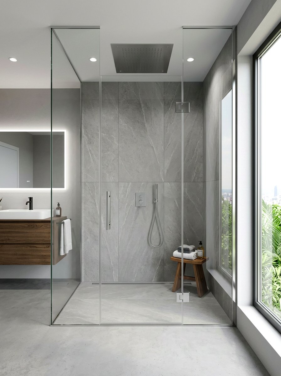 Large Format Tile Shower - 30 bathroom shower ideas