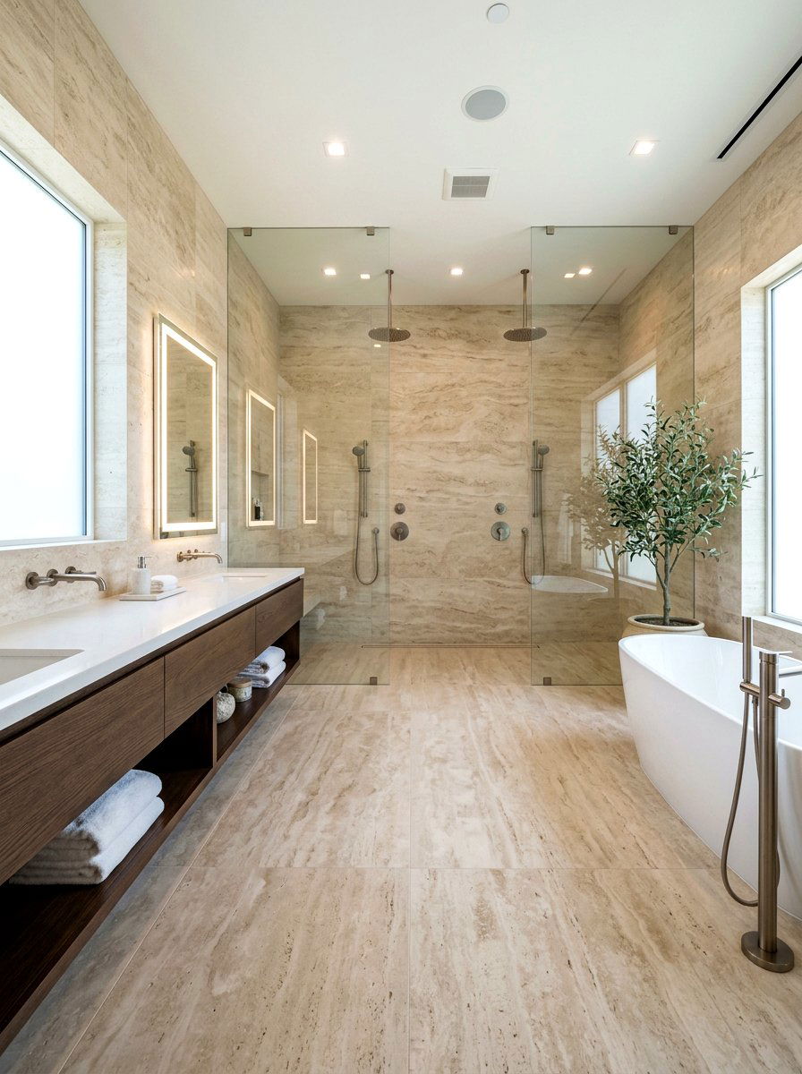 Large Format Travertine Tile - 30 travertine bathroom ideas