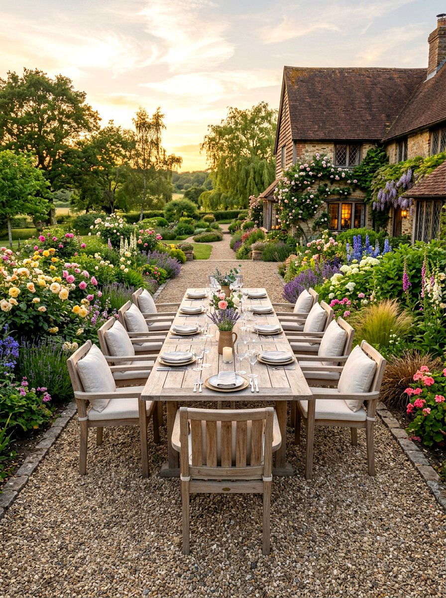 Large Garden Dining Area - 30 outdoor furniture arrangement ideas