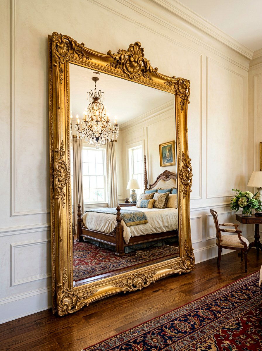 Large Gilded Mirror - 30 traditional bedroom ideas