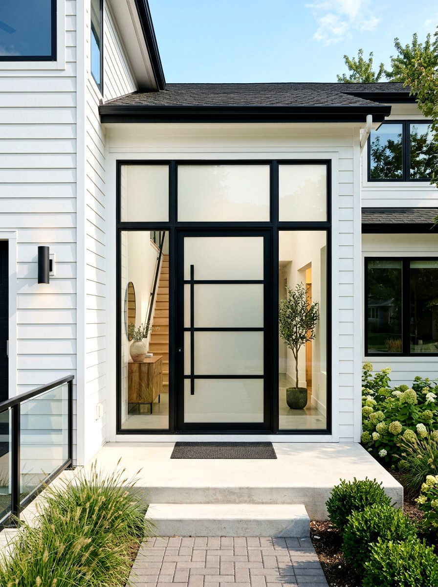Large Glass Entry - 30 front facade makeover ideas