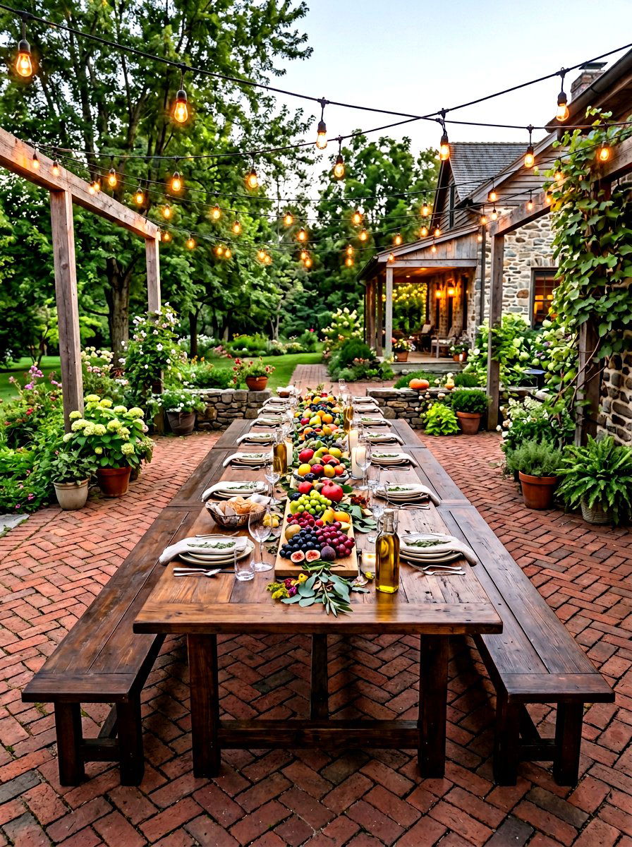 Large Harvest Dining Table - 30 farmhouse outdoor table ideas