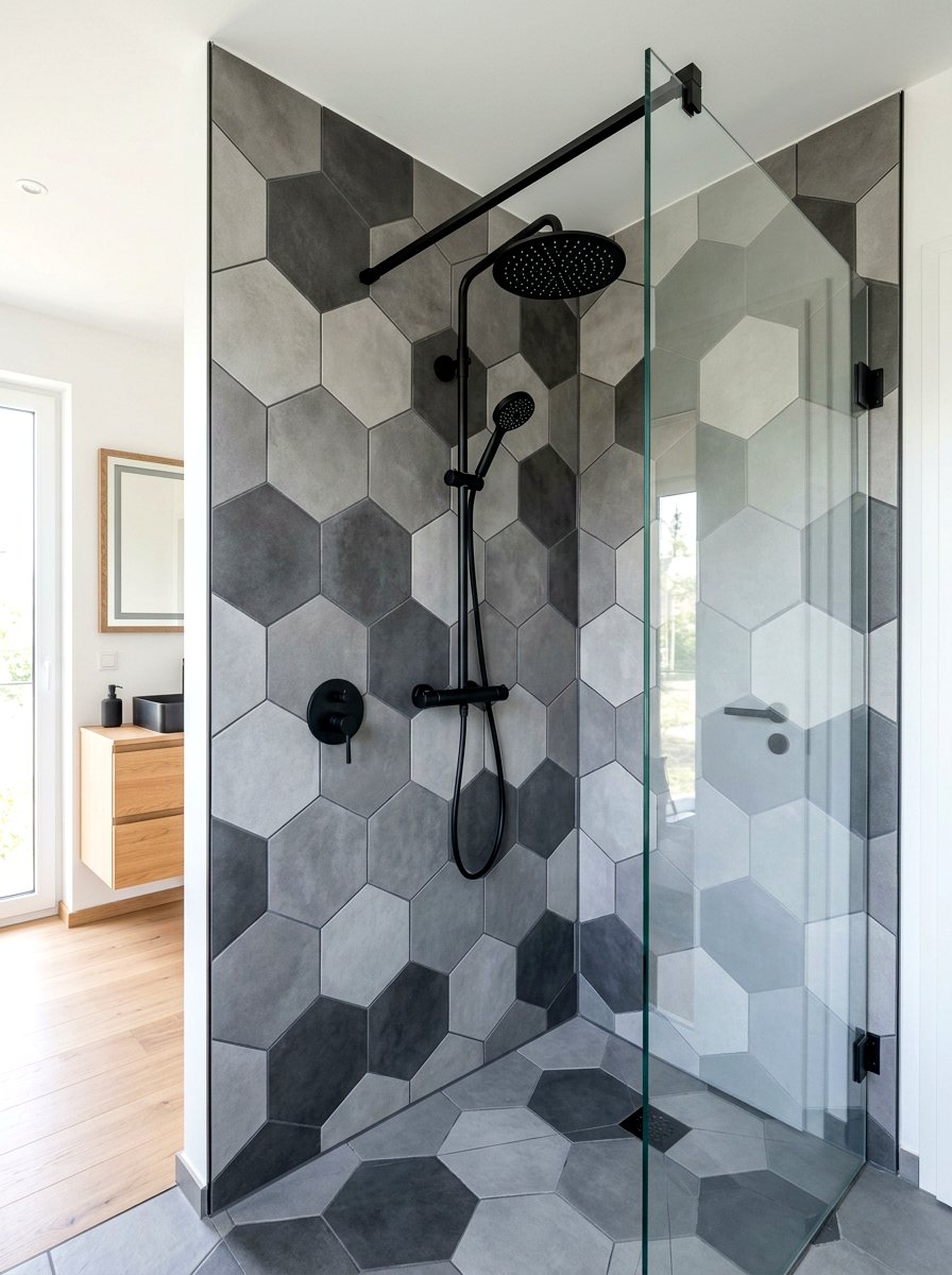 Large Hexagon Wall Tile - 30 shower tile pattern ideas