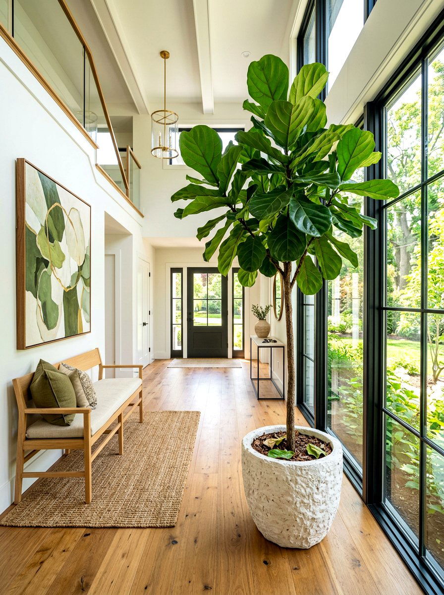 Large Indoor Plant - 30 luxury entryway styling ideas