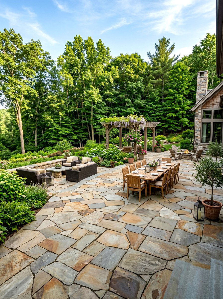 Large Irregular Flagstone Terrace - 30 flagstone patio ideas