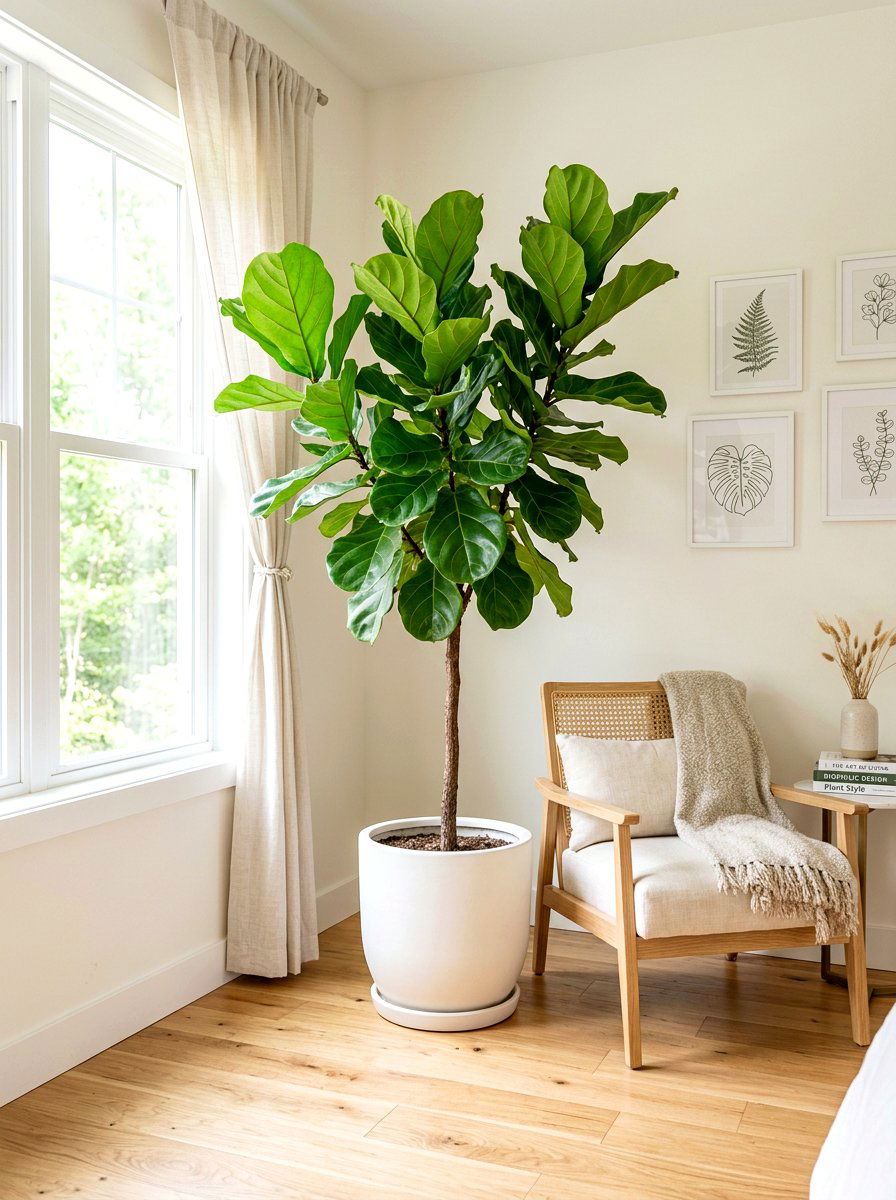 Large Leafy Floor Plant - 30 low stimulation bedroom decor ideas