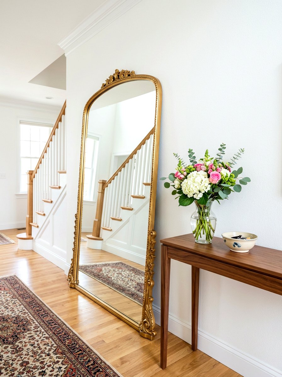 Large Leaner Mirror - 30 renter friendly wall decor ideas