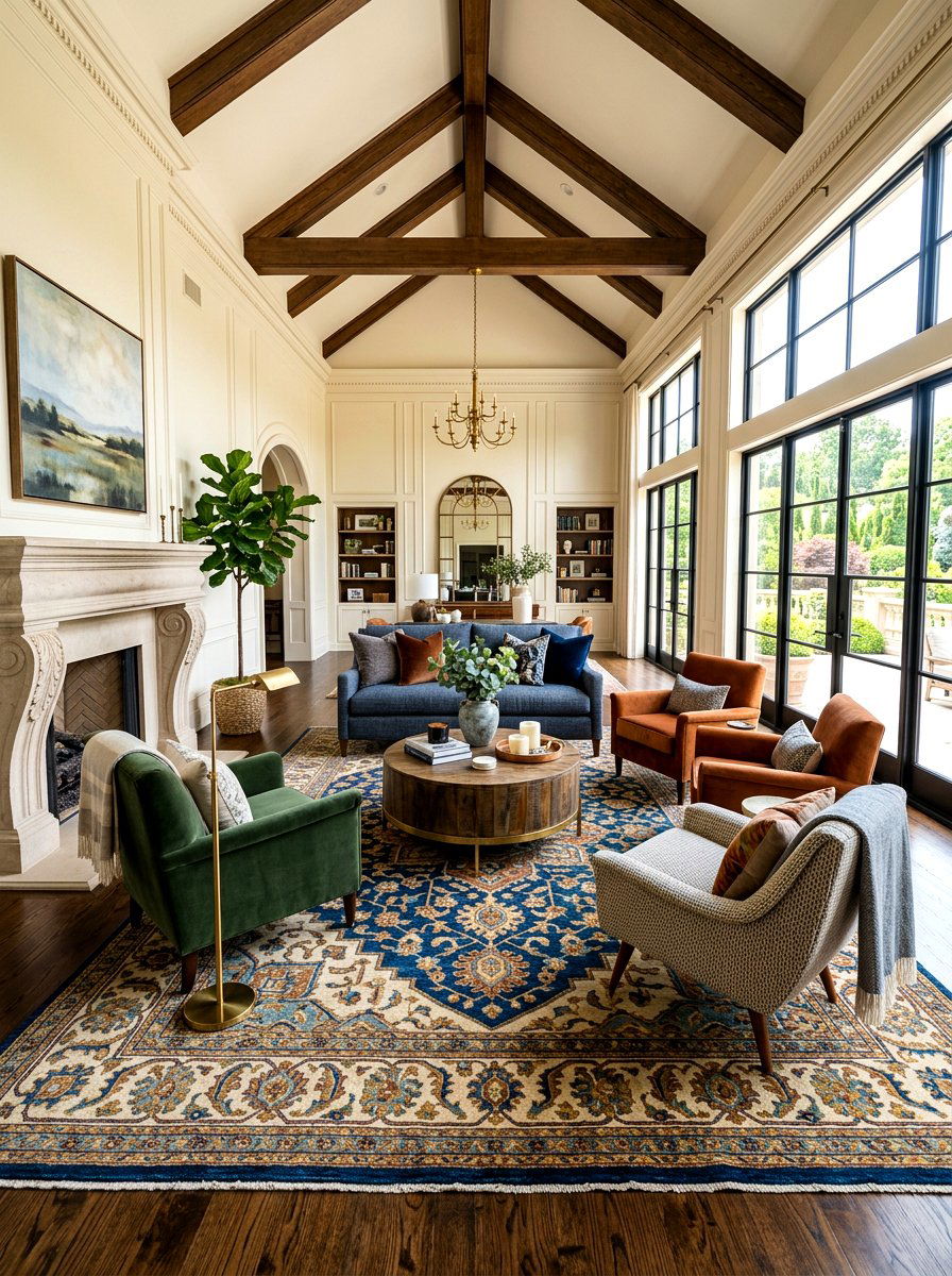 Large Living Room Seating Zone - 30 loveseat and chair layout ideas