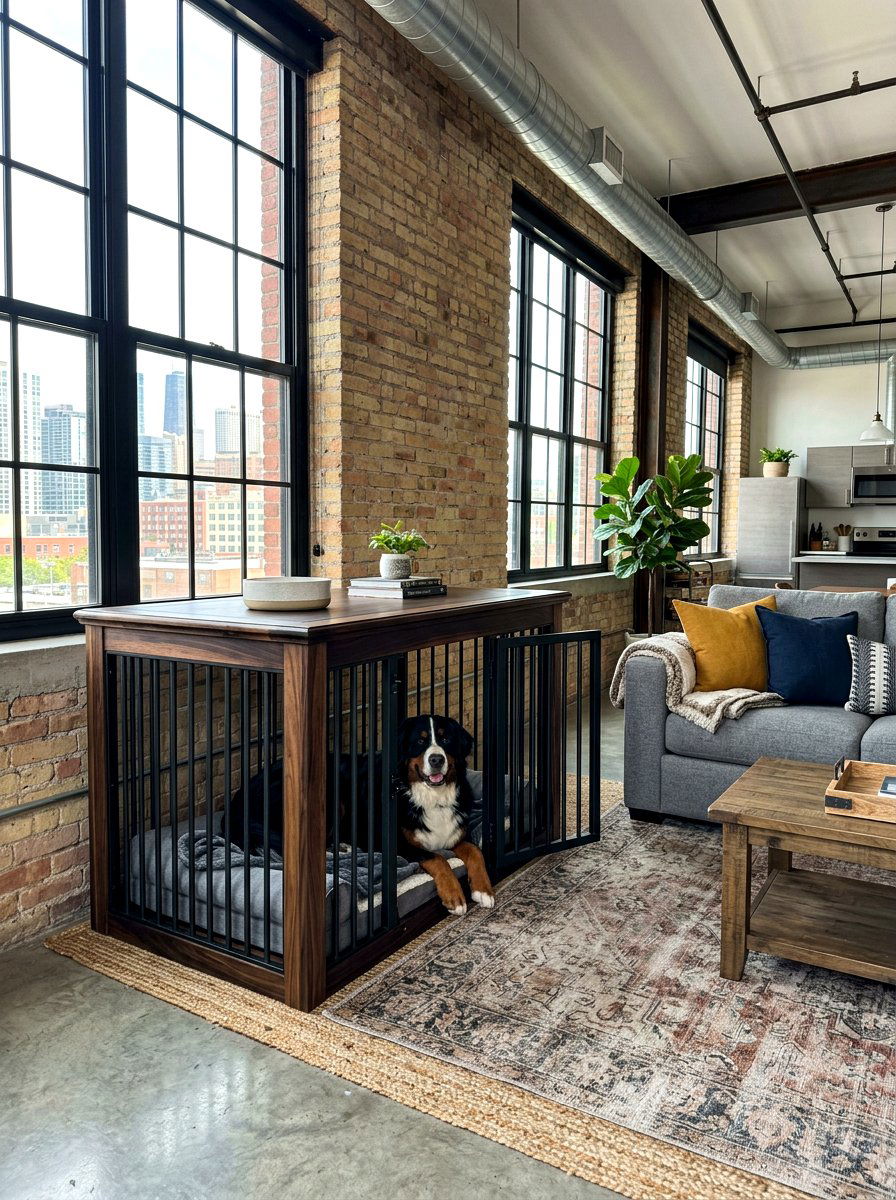 Large Metal And Wood Dog Crate - 30 dog crate furniture ideas