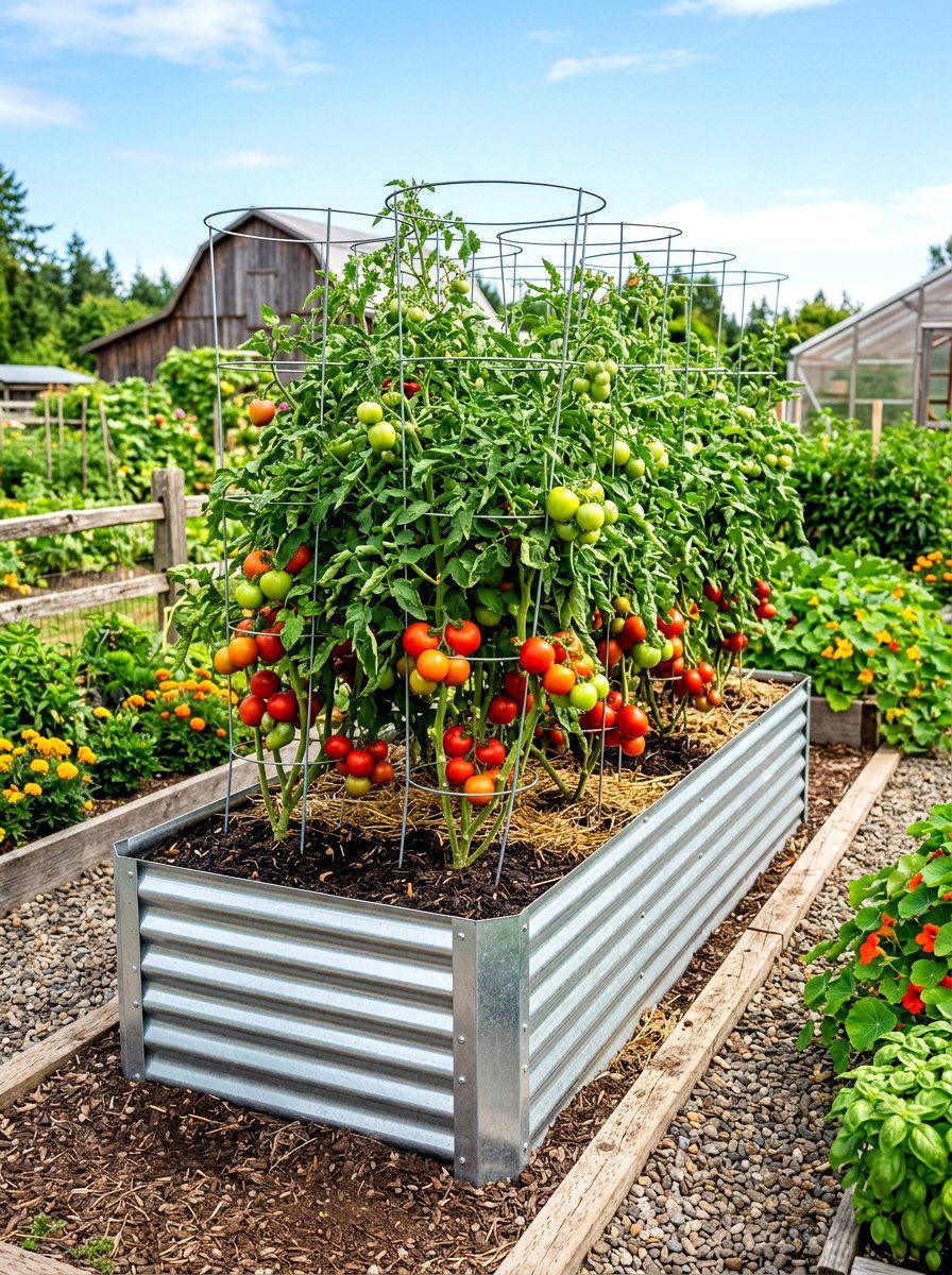 Large Metal Vegetable Bed - 30 metal raised bed ideas