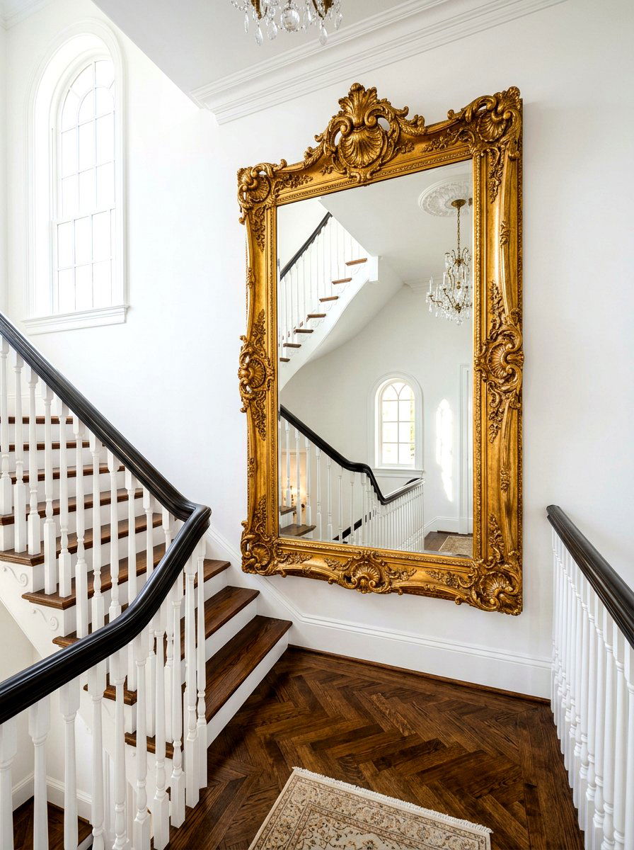 Large Mirror Stair Landing - 30 stair landing ideas