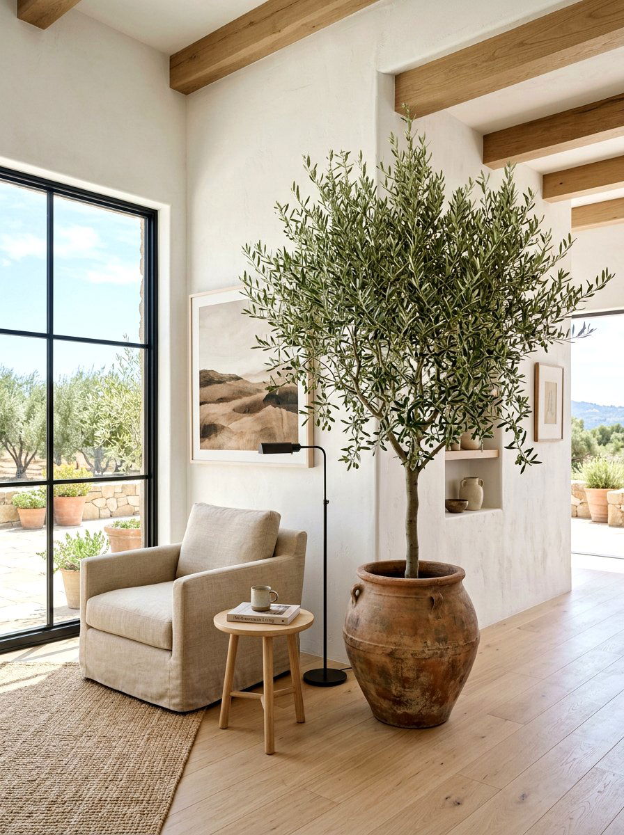 Large Olive Tree Decor - 30 California casual living room ideas