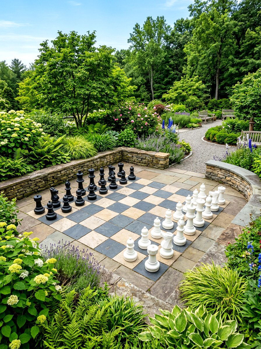 Large Outdoor Chess Board - 30 backyard game area ideas
