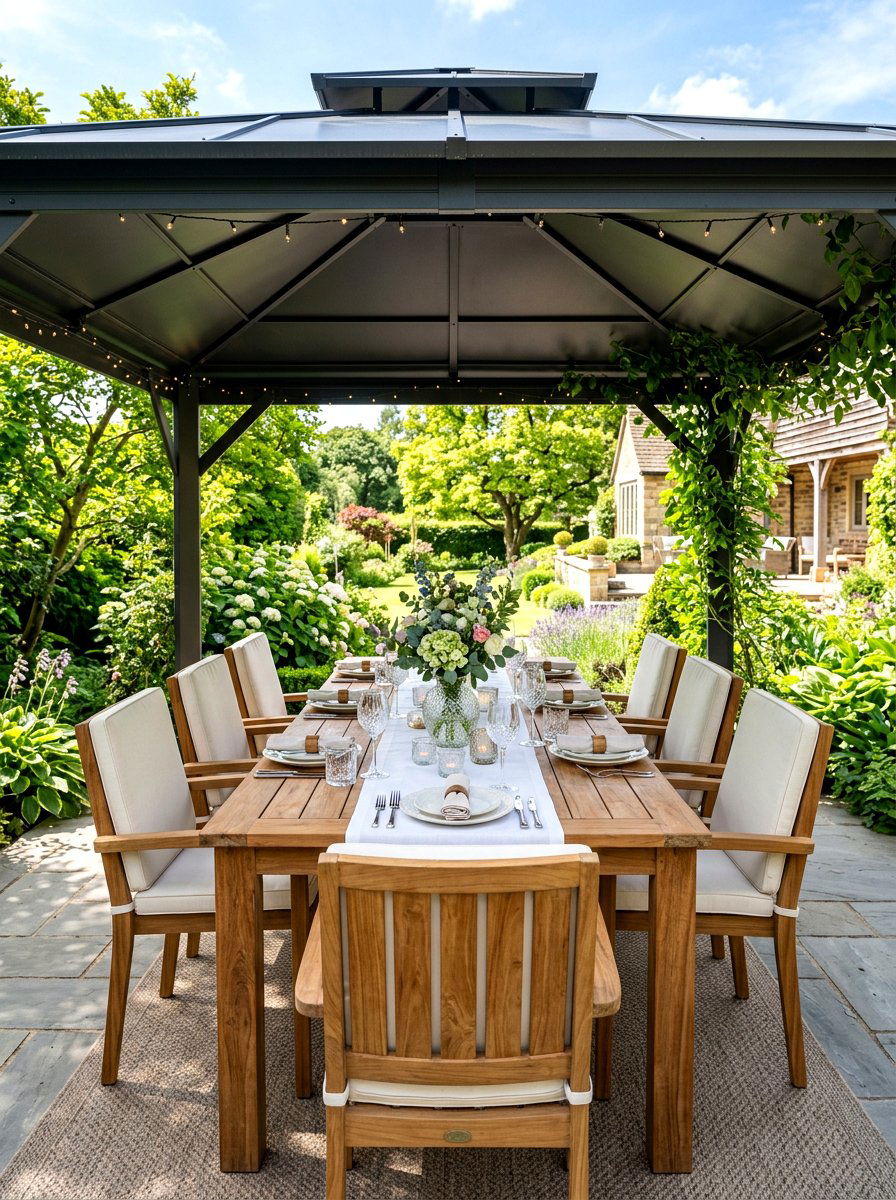 Large Outdoor Dining Table - 30 gazebo seating ideas