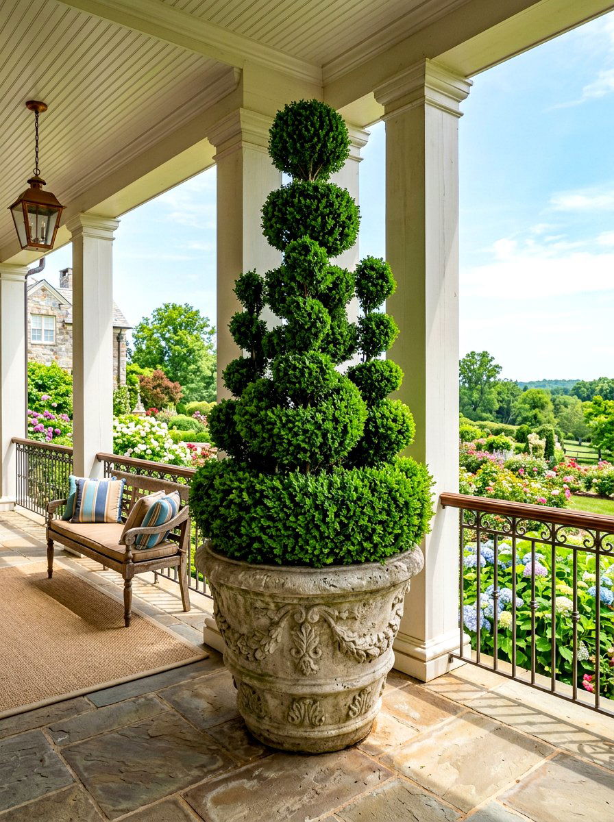 Large Outdoor Topiary - 30 front porch topiary ideas