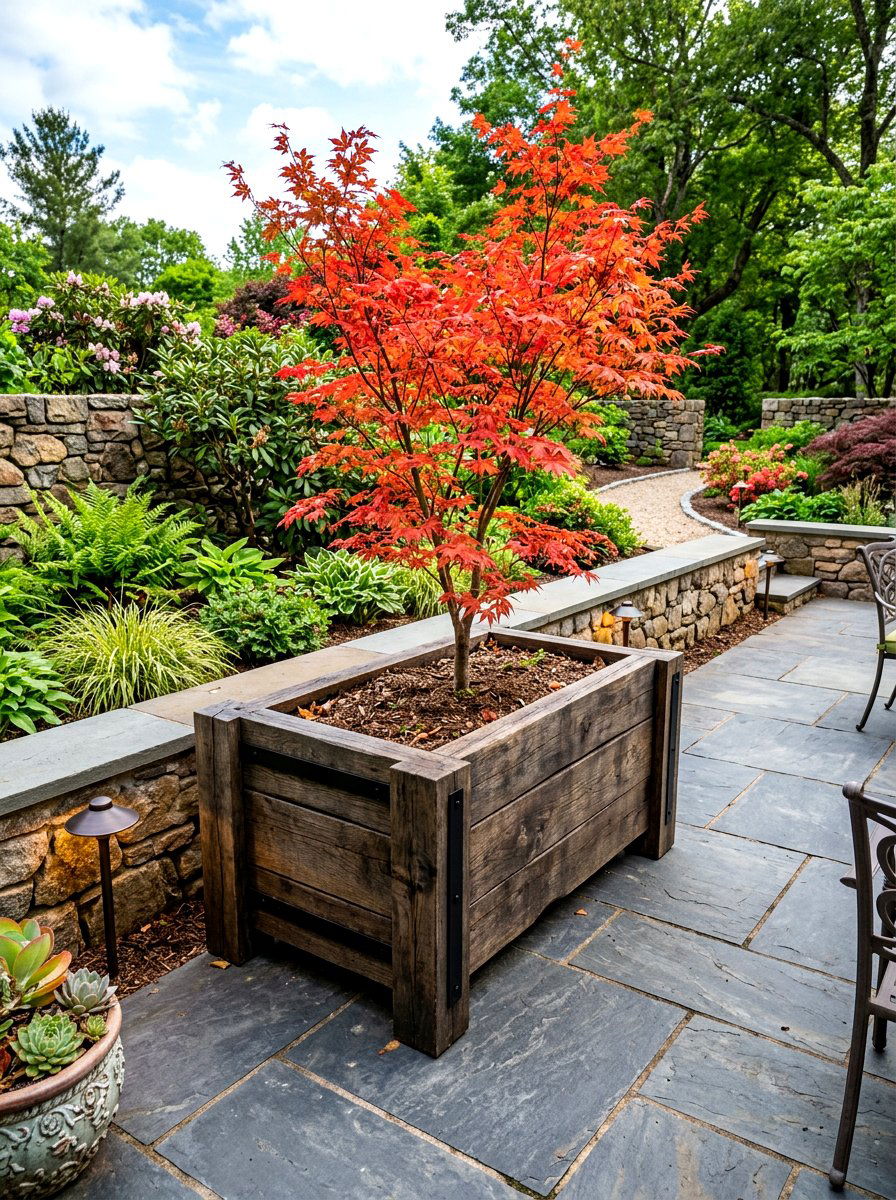 Large Outdoor Wood Planter - 30 wooden planter ideas