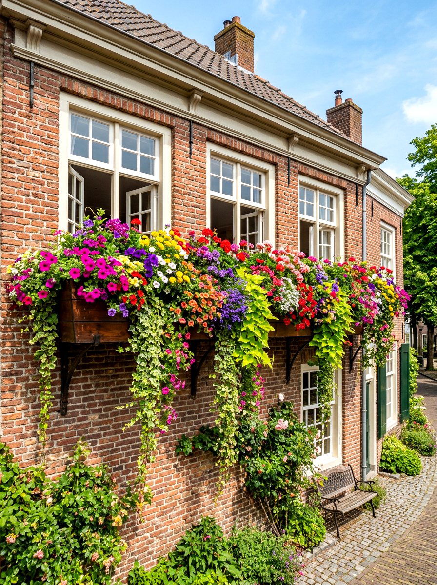 Large Oversized Window Box - 30 exterior flower box ideas