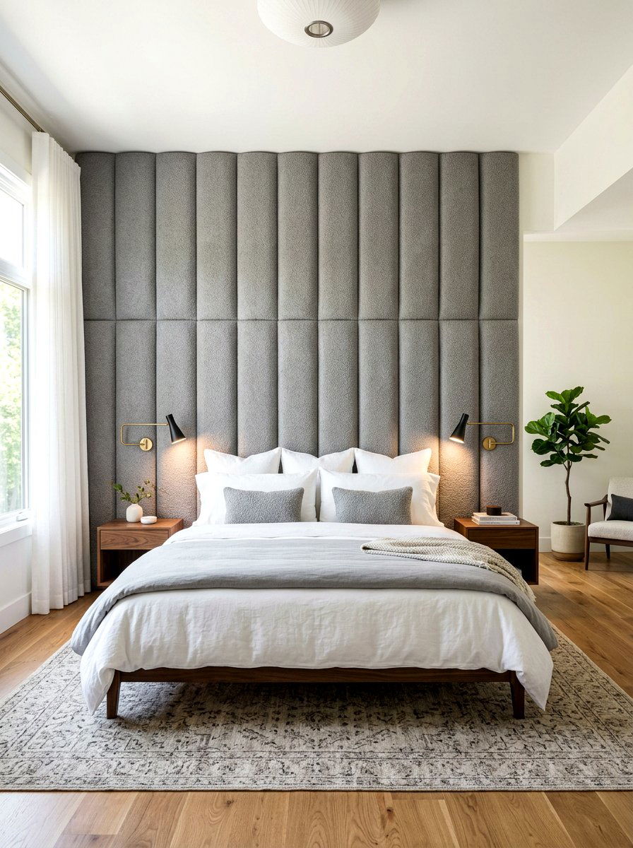 Large Padded Headboard - 30 sanctuary bedroom ideas