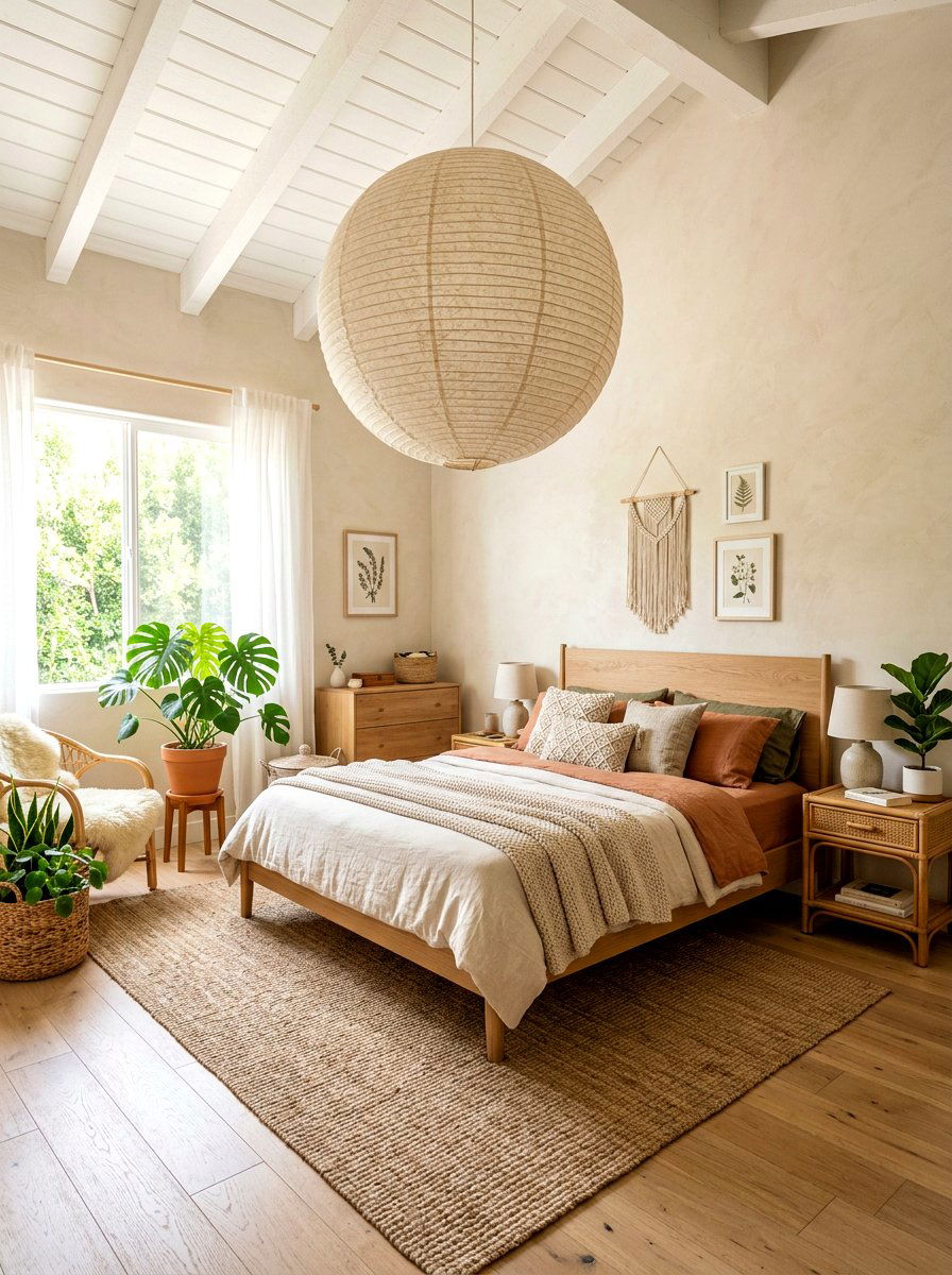 Large Paper Lantern Pendants - 30 ambient lighting bedroom ideas
