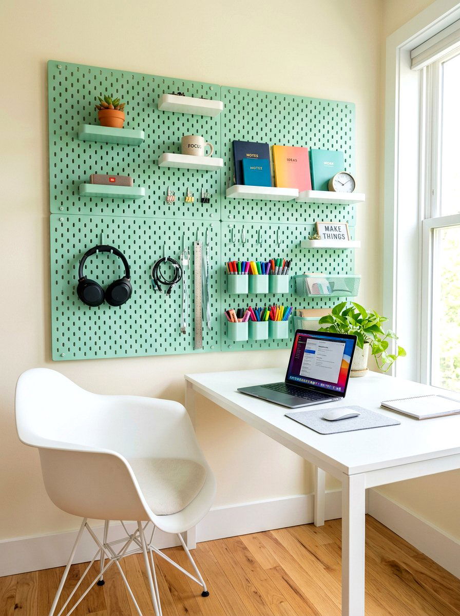 Large Pegboard Wall - 30 kids desk wall ideas