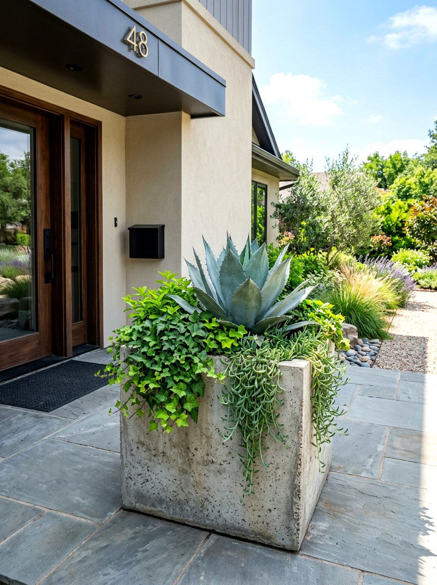 Large Planter Box - 30 asymmetrical curb appeal ideas