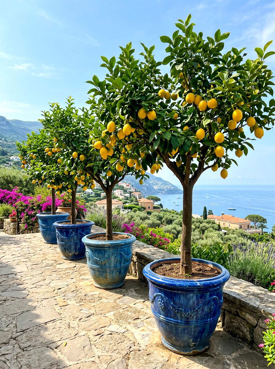Large Potted Lemon Trees - 30 Tuscan revival patio ideas