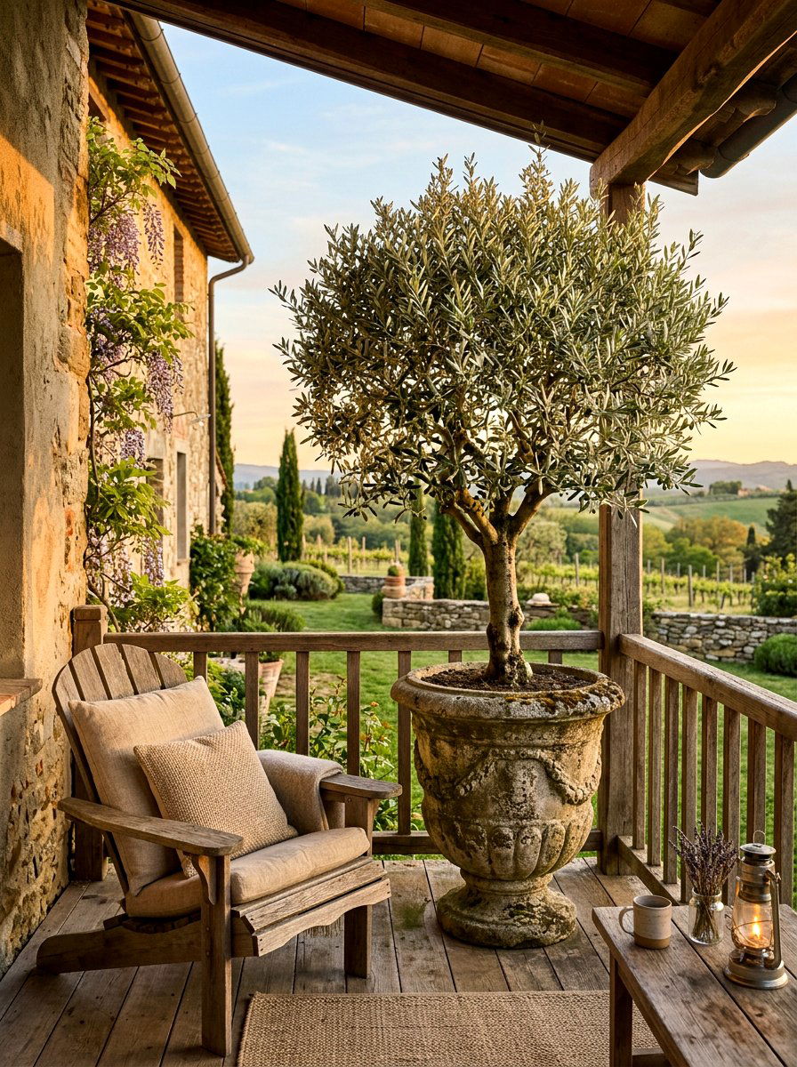 Large Potted Olive - 30 topiary porch ideas