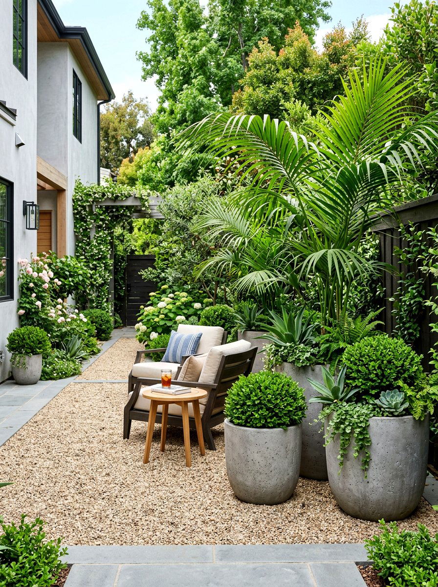Large Potted Planters - 30 side yard privacy ideas