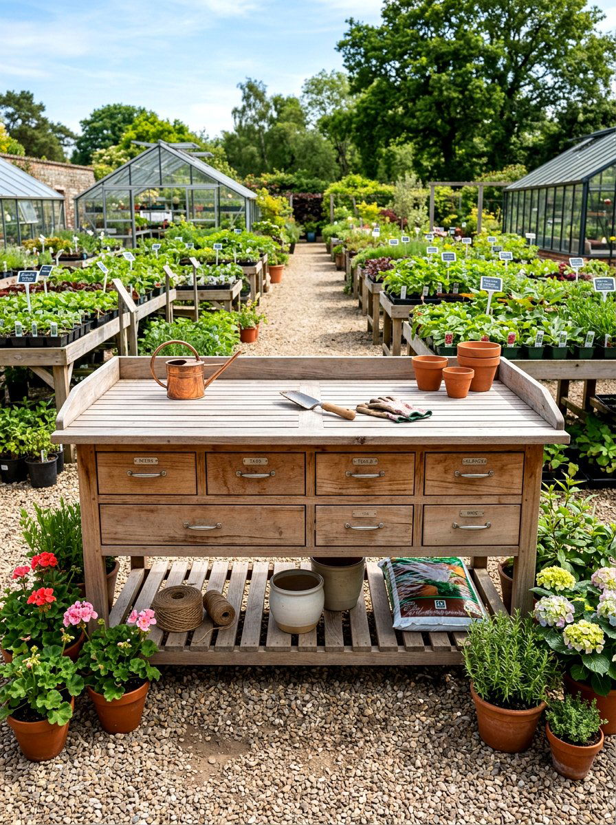 Large Potting Table With Drawers - 30 garden workstation ideas