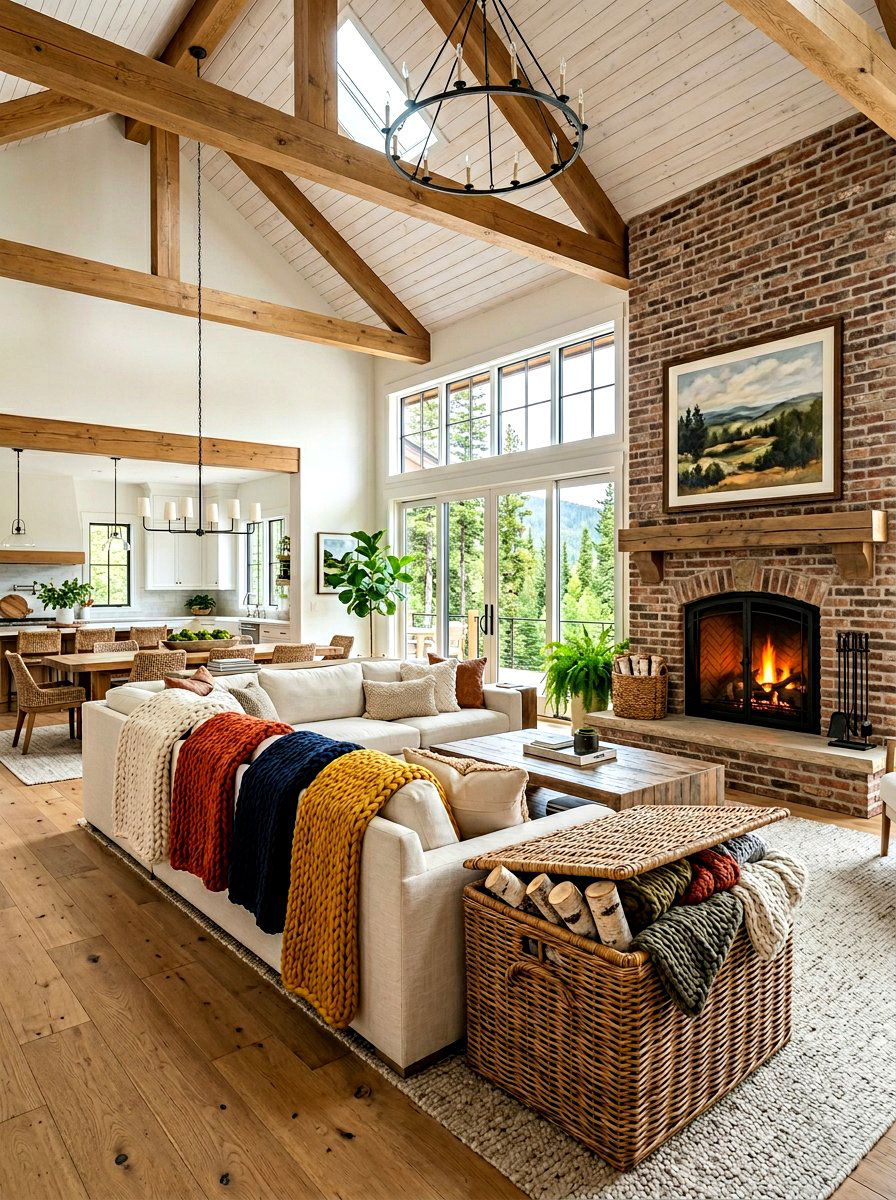 Large Rattan Fireplace Storage - 30 fireplace wood basket ideas