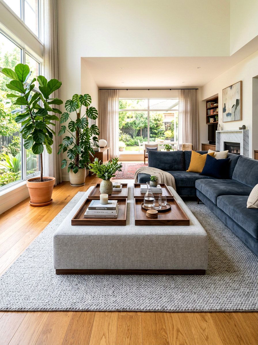 Large Rectangular Ottoman Center - 30 oversized ottoman living room ideas